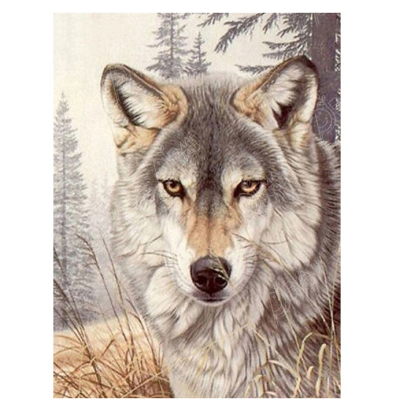 Teemant mosaiik "Snow Wolf" 45x60cm
